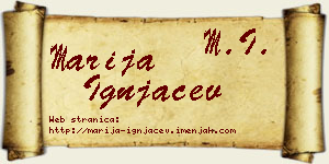 Marija Ignjačev vizit kartica